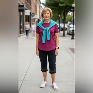 The Quacker Factory® Size Large New Black Stretch Shorts W/ Multicolor Gemstones